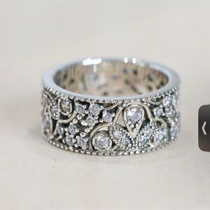 Pandora Silver Intricate Crystal Ring